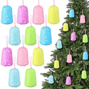 12 Pcs Christmas Candy Ornaments for Tree 3.94 Inch Large Christmas Gum Drop Ornaments Xmas Candy Dessert Hanging Decorations for Holiday Party Supplies