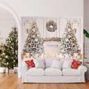 7x5ft Christmas Interior Photography Backdrop White Christmas Fireplace Backdrop Family Photo Holiday Party Decorations Backdrops XY127