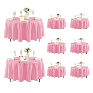 Fitable 8 Pack Round Tablecloths: Stain Resistant Wrinkle Free Circle Table Clothes, Washable Reusable Polyester Table Covers for Wedding Party Birthday Banquet Reception(Pink, 84 Inch)