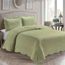 Home Collection 3 Piece Over Size Embossed Solid Color Coverlet Bedspread New # Veronica (Sage Green, Full/Queen)