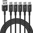 Amazon Basics 5-Pack USB-C to USB-A 2.0 Fast Charging Cable, 480Mbps Speed, USB-IF Certified, for Apple iPhone 16/15, iPad, Samsung Galaxy, Laptops, 6 Foot, Black