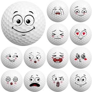 Syhood 12 Pcs Funny Golf Balls Emotion Face Novelty Trick Golf Balls Cute Fun Practice Accessories for Adult All Golfers Christmas Birthday Gifts