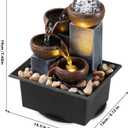 Tabletop Fountain 4 Level Tabletop Waterfall Indoor Meditation Fountain Office Home Relax Desktop Waterfall Includes Many Natural River Rocks LED Lights Bubble Ball Great Choice as Festival Gifts