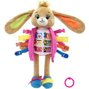 June Garden 16" Dressy Friends Bunnie - Educational Stuffed Plush Doll for Kids and Toddlers 2 Years and Up - Montessori Soft Toy Doll