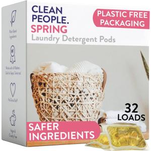 The Clean People Laundry Detergent Pods - Hypoallergenic Laundry Pods - Ultra Concentrated, Recyclable Packaging, Stain Fighting - Spring Scent, 32 Pack