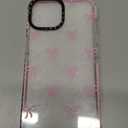 Cute Case Compatible with iPhone 15, Bows Girly Aesthetic Pattern, Soft TPU Shockproof Bumper Cases Cover for Girls Women-Pink