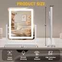 Vanity Mirror with Lights, 15"12.2" Large LED Makeup Mirror with Light, HD Mirror, Smart Touch with 3-Color Lighting, Dimmable, 360 Rotation, Lighted Up for Vanity Desk Tabletop, Bedroom (White)