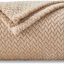 NEWCOSPLAY Super Soft Throw Blanket Brown Premium Silky Flannel Fleece Leaves Pattern Lightweight Bed Blanket All Season Use (Brown, Throw(50"x60"))
