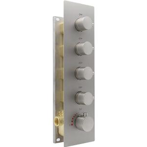 HOMEDEC Modern Solid Brass Concealed 4-Function Thermostatic Shower Diverter Mixer Valve Brushed Nickel, Can Run Simultaneously, Flows Can Be Controlled