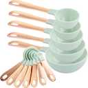 COOK WITH COLOR Measuring Cups Set and Measuring Spoon Set, Stainless Steel Handles, Nesting Kitchen Measuring Set, Liquid Measuring Cup Set, 12 PC Copper, Mint