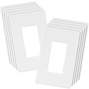 LIDER Matte Finish Decorator Switch Cover, Screwless Wall Plate, Mid-Size 1-Gang 4.88" x 3.11", Unbreakable Polycarbonate Thermoplastic, UL Listed, LSWP-31M-W10P, White, 10 Pack
