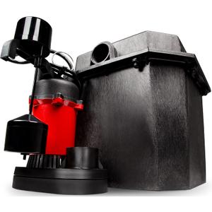 Red Lion RL-SPS33 1/3 HP, 115-Volt, 3200 GPH Under-Sink Sump Pump System with 6 Gallon Basin, Red/Black, 14942736
