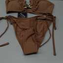 ZAFUL Women High Cut Bikini Sets Thong String Sexy Swimsuit Two Piece Push Up Underwire Bathing Suit Teen Girl Brazilian Cheeky Cut Out Lace Up Retro Cute Swimwear Coffee S