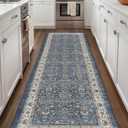 Color&Geometry Anti Fatigue Kitchen Mats for Floor 24x87, Vintage Decor, Easy Clean, Waterproof & Oil Proof, 0.4" Thick Cushioned, Non-Slip Kitchen Runner Rug for Sink, Laundry, Office, Blue