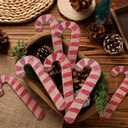 12 Pcs 6 Inch Rustic Christmas Candy Cane Farmhouse Christmas Candy Cane Vintage Red and White Striped Xmas Tree Ornaments Dining Table Fireplace Garland