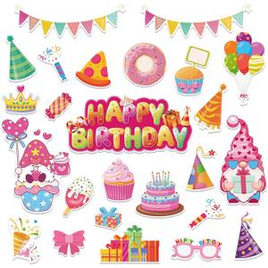 25 Pieces Happy Birthday Magnets, Birthday Cruise Door Magnets Decorations Cake Balloons Gnomes Magnetic Stickers Birthday Car Magnets for Birthday Fridge Metal Door Garage Car Decor, ZS182