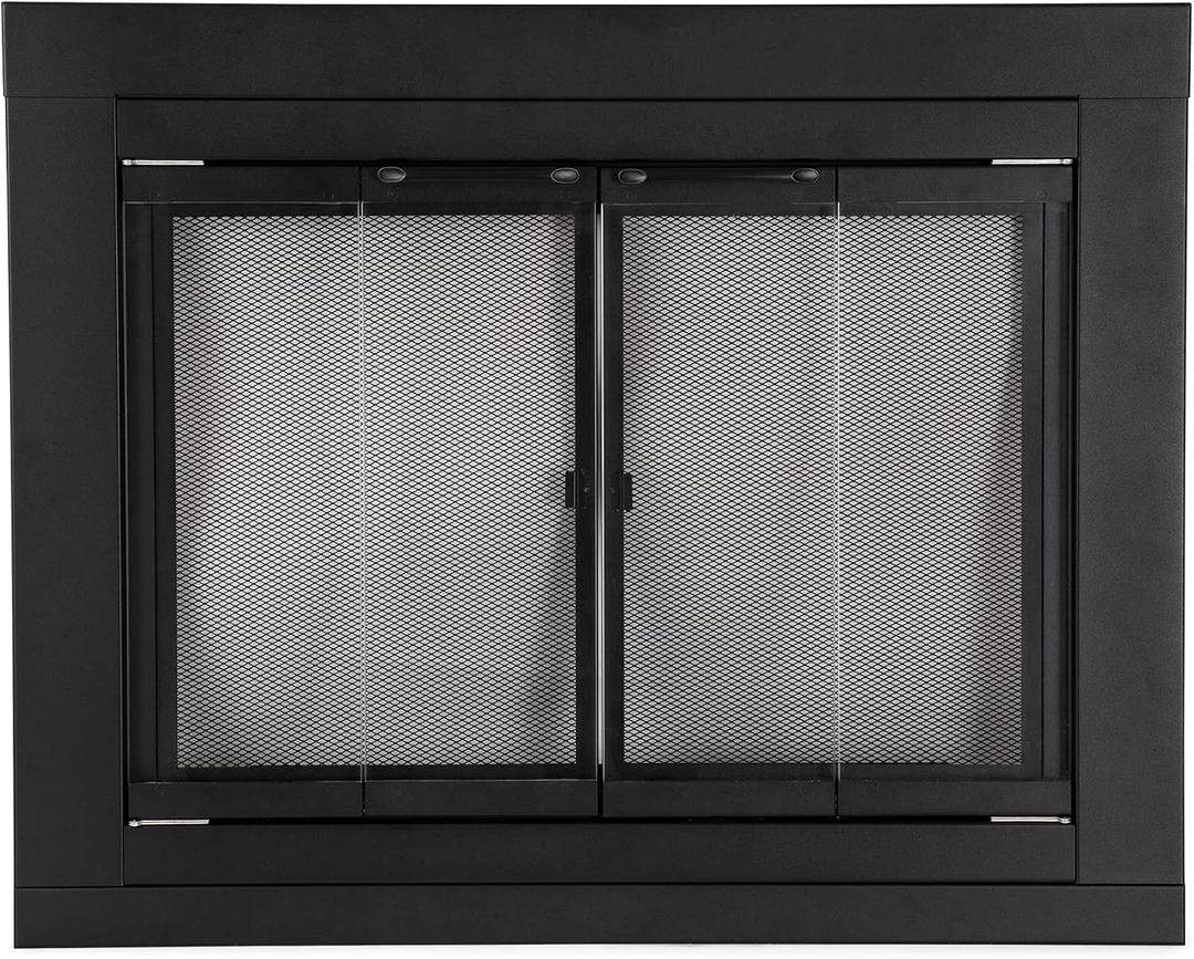 Stanbroil Fireplace Glass Bi-fold Style Door, Black, Small 30"L x 37.5"W