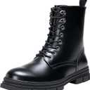 Jousen Mens Boots High Top Motorcycle Boots Fashion Zipper Mens Casual Boots Chukka Dress Combat Boots(Black, 10.5)