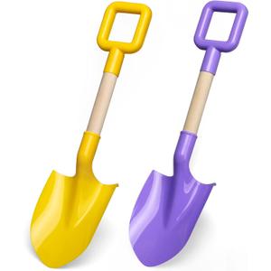 Kids Garden Tool Shovels Toys, 16" Long Kids Beach Spades Sand Shovels Toys for Adults Gardening Tools Garden Kit Travel Sandbox Toy Sturdy Snow Scoop Durable Wood Handle Spade for Digging Sand Snow (Yellow)