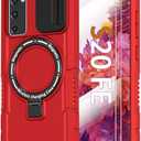 Phone Case for Samsung Galaxy S20 FE 5G, with Magnetic Ring Stand [2X Screen Protector] [Compatible with MagSafe] Military Grade Case with Camera Cover, Shockproof Cover for Samsung S20 FE, Red