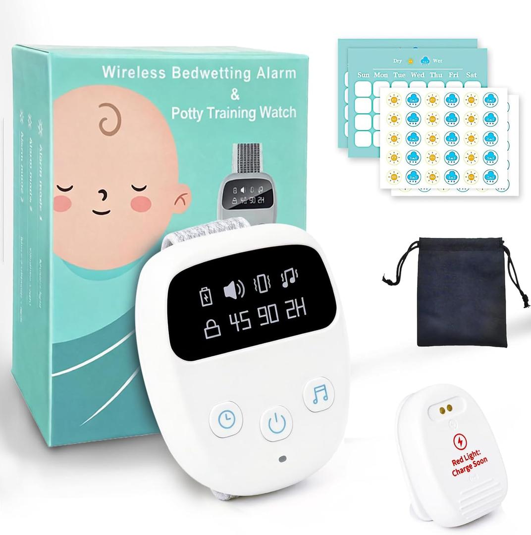 Wireless Bedwetting Alarm for Children and Adults, Bed Wetting Alarm for Boys and Girls, Night Potty Training Device , Pee Alarm for Bedwetting,Bedwetting Alarm for Older Kids ,Bed Alarms for Elderly