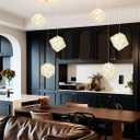 3-Lights Pendants Lightfor Kitchen lsland Chandeliers Dining Room,Square Entryway Light Fixture Hanging Adjustable Height Gold Crystal Chandeliers for Bedroom Hallway Foyer