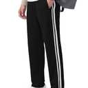 Safort Men's 30"/32"/34" Track Pants Wide Leg Sweatpants Zipper Pockets Loose Sweatpants Athletic Workout 30'', Black, XL (Black, XL)