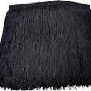 Lauthen.S 10 Yards of 6" Chainette Fringe Trim Tassel Sewing Trim for DIY Craft Latin Dress Lamp Shade Decoration Black