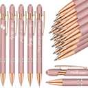 Jspupifip 50 Pcs Baby Shower Pens with Stylus Tip Metal Retractable Baby Shower Pens Girls Black Ink Baby Pens Bulk It's a Girl Pens for Baby Shower Favors Guests School Supply (Rose Gold)