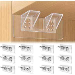 12 Pcs Punch Free Shelf Support PegSelf Adhesive Support Shelf BracketStrong Load Bearing for Shelves Kitchen Cabinet Book Closet