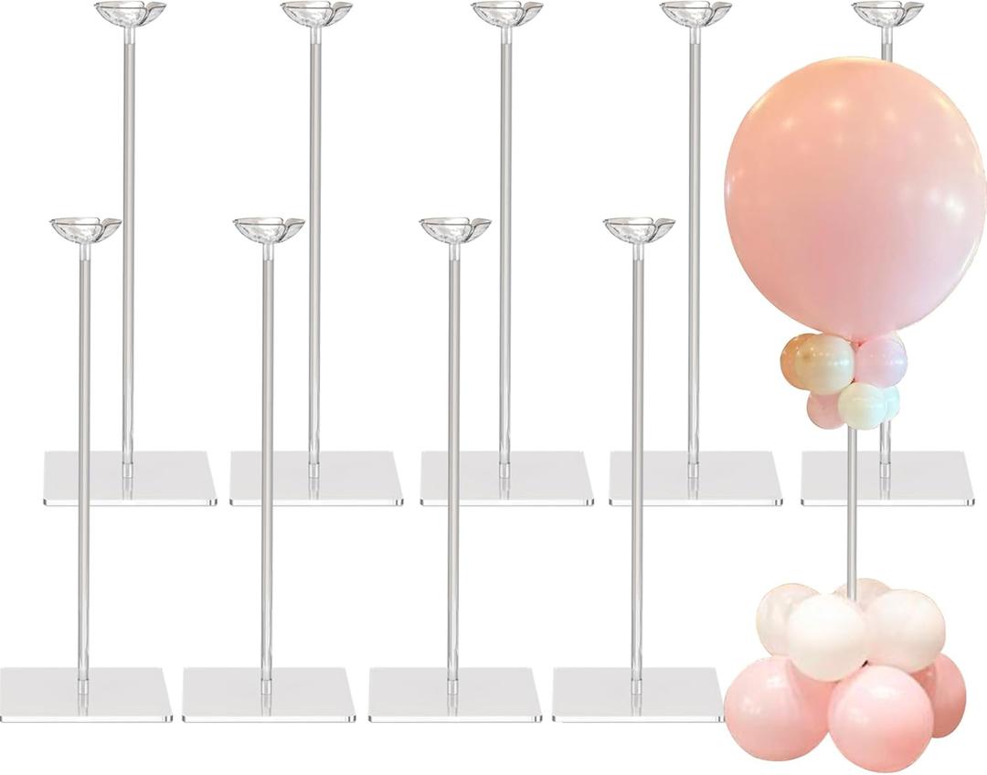 TEKXYZ 15.75 Inch Height Clear Acrylic Balloon Stand for Table Centerpiece Decoration, Set of 10