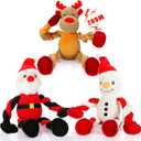 Senneny 3 Pack Dog Christmas Toys Santa,Reindeer and Snowman, Squeaky Toys for Dogs Puppy, Stuffed Plush for Large Medium Small Dogs, Interactive Durable Dog Chew Toys