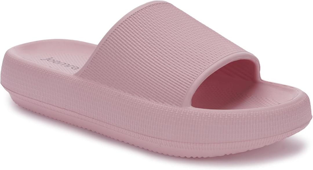 Joomra Pillow Slippers for Women and Men Non Slip Quick Drying Shower Slides Bathroom Sandals | Ultra Cushion | Thick Sole (7.5-8.5 Women/6-7 Men, Pink)