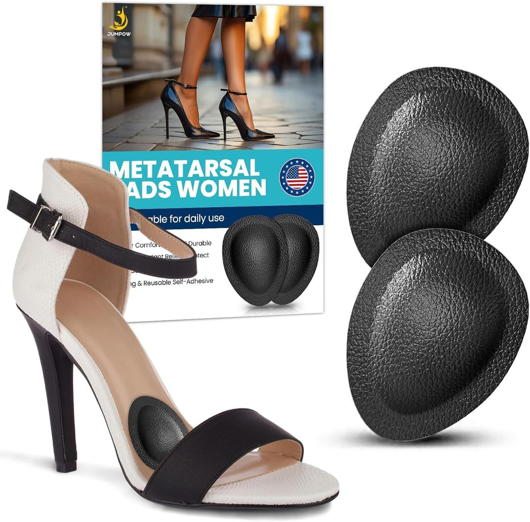 JUMPOW Ball of Foot Cushion - 2 Pairs, 1/ 3” Thick Metatarsal Pads Women, Strong Adhesive Forefoot Pads, Ball of Foot Cushions for Women Men Metatarsalgia, Neuroma, Plantar Fasciitis Relief