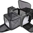 BAGLHER Cat Carrier Bag,Airline Approved Pet Carrier Soft Side Pet Travel 5 Sides Open Doors 3 Sides Expandable Foldable Dog Carrier with Fleece Pad (Grey)