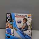 15Ft Flexible Race Car Track for Kids with Suction Cups Compatible with Hot Wheels and Diecast 1/64th Cars for Ages 3 & Up Blue Gray Orange Red Classic Long Rolls Up Portable Racetrack (Blue)