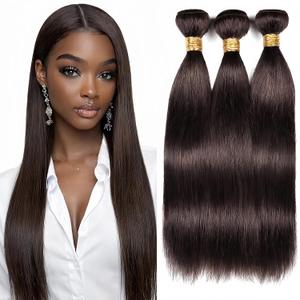 Dark Brown Human Hair Bundles Color 4 Straight 24 26 28 Inch Brazilian Virgin Double Weft Chocolate Brown Hair Extensions Soft Smooth Bouncy for Black Women