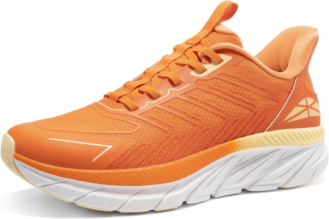 Men's Slip On Walking Shoes Running Comfortable Tennis Breathable Non Slip Athletic Gym Workout Cross Training Fashion Sneakers (11, Orange)