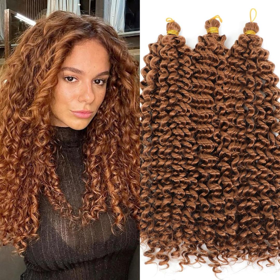 ight Brown Curly Crochet Hair 3Pcs Water Wave Braiding Shoulder Length Crochet Curly Hair for Black Women 14Inch 3PCS/Pack (#30)