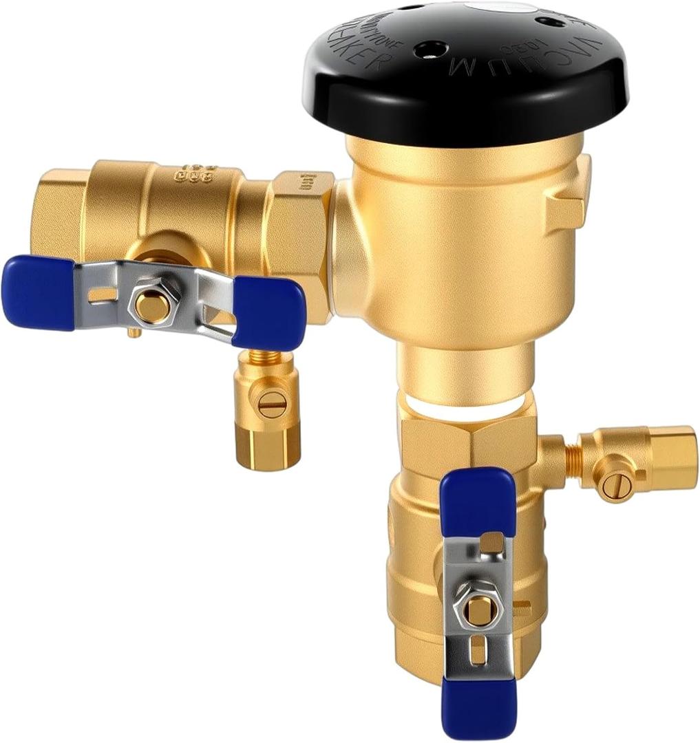 MorningRo 34-720A 3/4" 720A Brass Pressure Vacuum Breaker Assembly for Water Lines Valve Assembly Max 400 PSI Backflow Preventer Valve to Maintain Plumbing System Integrity (Blue)
