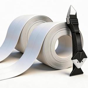 White Caulk Tape - Waterproof Sealant Strip forBathroom, Shower, Bathtub, Kitchen Sink & Tile Gaps - Flexible,Paintable, Self-Adhesive, Long Lasting