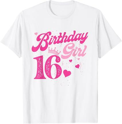 16th Birthday Girl Crown 16 Years Old Bday T-Shirt (XL White   )
