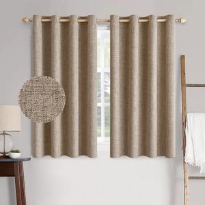 MIULEE 100% Blackout Linen Textured Curtains for Bedroom Solid Thermal Insulated Copper Brown Grommet Room Darkening Curtains & Drapes Luxury Decor for Living Room Nursery 52 x 45 Inch (2 Panels) (52"W x 45"L (Pack of 2), Copper Brown)