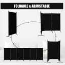 Room Divider-Folding Privacy Screens, 6 ft Partition Room Dividers Wall for Separation, Home, Office, Classroom, Studio (Black, 6 Panel)