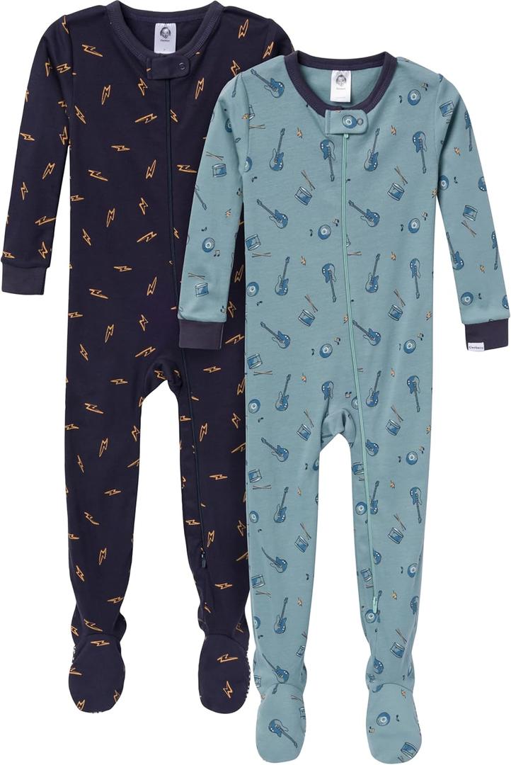 Gerber baby-boys 2-pack Snug Fit Footed Cotton Pajamas (4T, Guitars)