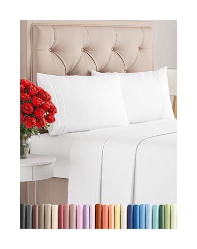 Queen Size Sheet - Comfy Breathable & Cooling Bed Sheets Set - Hotel Luxury Bedding for Women, Men, Kids & Teens - Deep Pockets, Easy Secure Fit, Soft and Wrinkle Free - Oeko-Tex - White