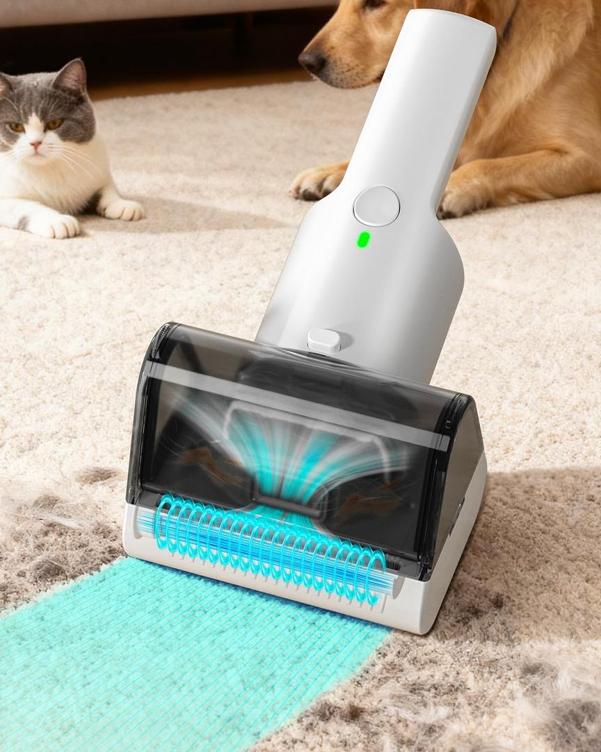 Misfans Electric Pet Hair Removal Tool,2025-Upgrade Cat&Dog Hair Vacuum & Lint Rollers Remover,Automatic Portable Hair Tool for Indoor and Outdoor,Cat Bed,Climbing Frame,Board,Carpet,Mats,Car Mats