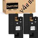 v4ink High Yield Compatible Toner Cartridge Replacement for Dell 1250 810WH (Black 2-Pack) for use in Dell 1250c C1760nw 1350cnw 1355cn 1355cnw C1765nf C1765nfw dell 1350 1355 C1760 C1765 Printer (BK)