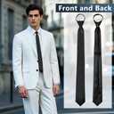 Skinny Ties for Men Pre-tied Adjustable Men's Ties, Solid Color Men's Neckties for Business Wedding Casual Graduation (Black)