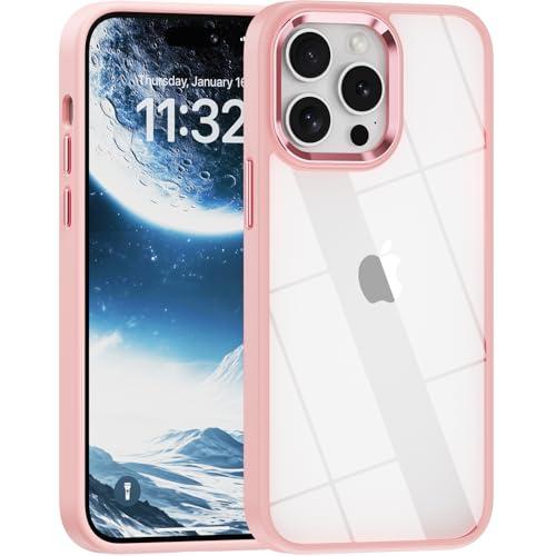saputu for iPhone 14 Pro Max case,Crystal Clear Hard PC Back +Soft TPU Frame Shockproof Military-Drop Protection,Classic Hybrid Case for iPhone 14 Pro Max-6.7",Light Pink